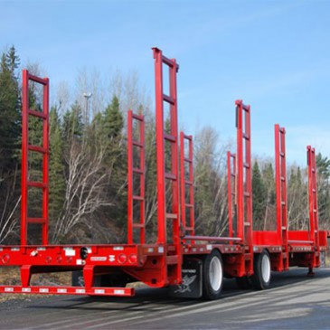 Tall red forestry trailer