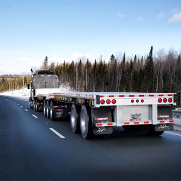 Trailer on snowy highway